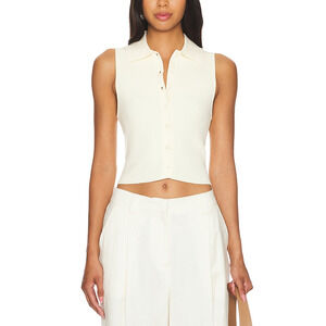 Lovers And Friends 'Ella Esti' White Rose Sleeveless Polo Vest Top Size XS - NWT